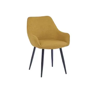 Fábrica preço tecido jantar cadeiras francês roteiro moderno sala de jantar móveis tecido amarelo jantar cadeira com braços