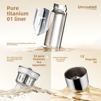 Tasse isotherme en titane pur épaissi – Mug portable avec infuseur à thé, design moderne et minimaliste, maintien thermique 6-12 heures, livré en coffret cadeau
