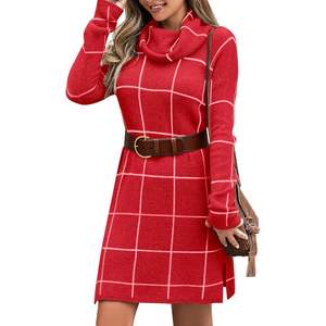 2025 suéter de punto de cuello alto informal para mujer vestido suéter de rejilla acogedor - Product Image 4