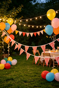 Guirlande de 20 drapeaux rayés rouge et blanc en PE lavable et réutilisable de 10 m pour décoration de fête d'anniversaire, de cirque ou de carnaval - Product Image 4