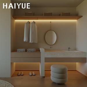 Conjunto de Vestidor Abierto con Diseño Moderno <span class=keywords><strong>y</strong></span> Acabado en <span class=keywords><strong>Madera</strong></span> Paralela HAIYUE, Vestidor Modular con Puerta de Vidrio - Product Image 3