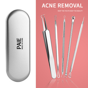 Cross-border e-commerce acne needle set, stainless steel curved tip <b>clip</b>, beauty needle 5-piece set, acne removal <b>tool</b> for - Product Image 1