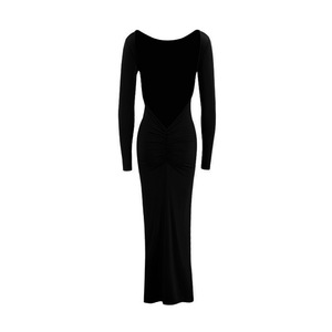 Abito lungo da donna slim fit sexy senza schienale con scollo a barchetta e <span class=keywords><strong>maniche</strong></span> <span class=keywords><strong>lunghe</strong></span>, aderente per serate, feste e cocktail - Collezione Autunno - Product Image 5