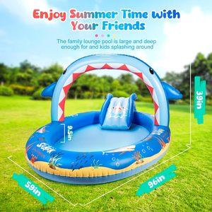 Shark Themed PVC Inflatable Sprinkler <b>Pool</b> Outdoor Water Play Toy <b>for</b> Kids - Product Image 4