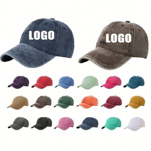 Hot Selling Washed Soft Top Vintage Distressed Dad <b>Hats</b> Adjustable Denim Plain Custom logo Embroidery Baseball Cap <b>for</b> Men Women - Product Image 1