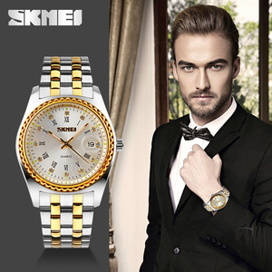 Montre chronographe ronde pour homme et femme, montre-bracelet de luxe en acier inoxydable, montre à quartz étanche 30M - Product Image 3