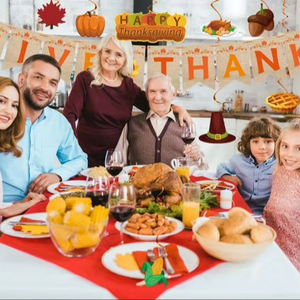 Gà tây bí ngô Lá Rơi treo xoáy và cảm ơn Banner Trang trí lò sưởi nhà lễ Tạ ơn trang trí - Product Image 2