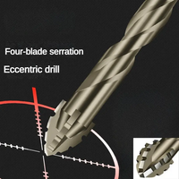 Foret excentrique à 4 cannelures avec revêtement en titane et manchon denté, tige hexagonale pour percer le carrelage, le verre, la céramique, la brique, le béton et le bois