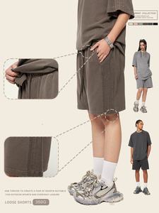 Conjuntos de pantalones cortos unisex sueltos de algodón 100% de calle alta de nueva moda de verano al por mayor para hombres pantalones de chándal de gimnasio - Product Image 2