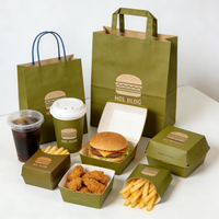 Échantillon gratuit Boîte à emporter en papier jetable recyclable bon marché Poulet frit Frites Hamburgers Emballage combiné pour restauration rapide