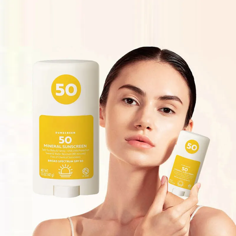 Private Label Organic Mini-Stick Packaging Glow SPF 50 Sunblock Moisturizing Face And Body Clear Sunscreen Stick