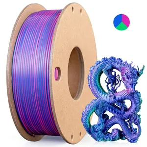 Ipek PLA 3D yazıcı Filament 1.75mm üçlü renk ipek PLA Filament 3D baskı Filament 250g 3 In1 renk gül kırmızı gökyüzü mavi yeşil