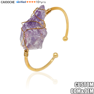 CAIOOCHE, Nueva Llegada, Joyería Antideslustre al por Mayor, Pulsera <span class=keywords><strong>de</strong></span> Mujer <span class=keywords><strong>de</strong></span> Alta Calidad Chapada en Oro con Cristales <span class=keywords><strong>de</strong></span> Piedra Natural para Regalo - Product Image 1