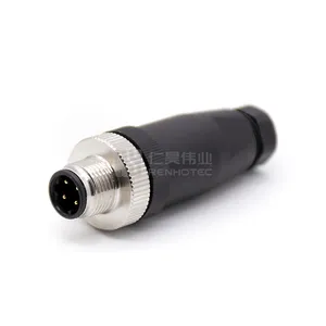 M12 Circular Connector Cable Rear Female Male Plug Wiring with D Coding China OEM IP67 Waterproof Plastic 4 Pin Pole