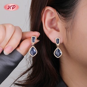 Elegant Gold Plated Stud Earrings Teardrop Zircon Green Gem Women's Party Romantic Custom <strong>Cheap</strong> <strong>Jewelry</strong> Manufacture <strong>Supplies</strong> - Product Image 4