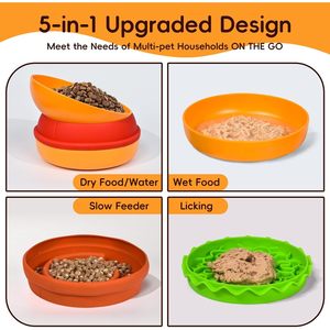 Set di ciotole per gatti 5-in-1 con alta qualità per 4 litri per leccare lentamente la ciotola per alimenti per cani di piccola taglia - Product Image 5