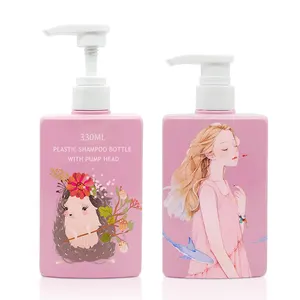 Oem洗发水330毫升粉红色旅行头发可生物降解洗发水瓶方形洗发水，乳液，洗面奶