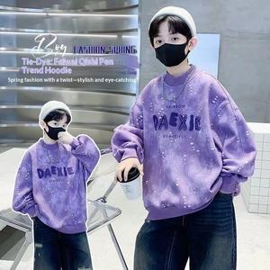 <span class=keywords><strong>Sweat</strong></span>-shirt décontracté pour garçons printemps-automne 2026, nouveau style, pour enfants et adolescents, motif tie-dye Duffy, lettres, style coréen, vêtements d'extérieur - Product Image 1