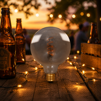 Ampoule LED à filament en stock, style Edison G125 E27 4W 180Lms 1800K, en aluminium et verre fumé, pour luminaires suspendus vintage pour lieux de fête