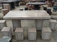 Table en granit blanc poli, fabriquée à la main, durable, meubles en pierre pour l'extérieur, pour jardin, villa, place publique, espace de repos