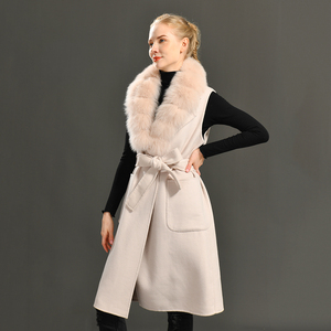 <span class=keywords><strong>Gilet</strong></span> en cachemire pour femmes, vente en gros, haute qualité, luxe, grand col en vraie fourrure de renard, élégant Long <span class=keywords><strong>gilet</strong></span> en <span class=keywords><strong>laine</strong></span> de cachemire - Product Image 6
