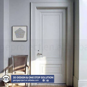 ประตูไม้เนื้อแข็งแบบเชคเกอร์สำเร็จรูปสำหรับบ้าน โครงการที่อยู่อาศัยในสหรัฐอเมริกา สีรองพื้นขาว ดีไซน์ทันสมัย - Product Image 1