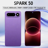 Smartphone Spark 50 5G Kamera 108MP Layar HD 7,3 Inci Pengenal Wajah 16GB+1TB Cocok untuk Gaming Selfie Perjalanan Sehari-hari Kantor