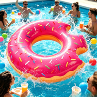 Grand Anneau de Natation Gonflable Rose en Forme de Donut de 120 cm, en PVC Durable de 0,25 mm d'épaisseur avec Découpes à Bords Biseautés, pour Piscine, Plage, Lac, Extérieur, Été