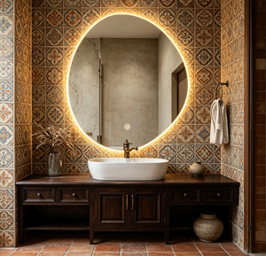 Round <b>LED</b> Bathroom Mirror Wall Mounted Anti Fog Touch Control Dimmable Makeup <b>Vanity</b> Mirror - Product Image 4