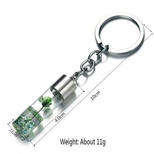 Dried Flower Glass Bottle Pendant Keychain Forest Style Preserved Flower <b>Key</b> Ring Bag Charm Wholesale - Product Image 3