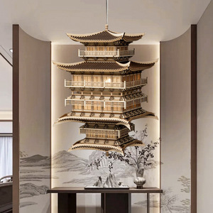 Sculpture murale en bois de style zen chinois, design paysager pour la décoration d'espaces commerciaux - Product Image 1
