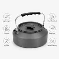 Bouilloire de camping en aluminium anodisé dur, théière et cafetière portables pour l'extérieur, poignée en silicone pliable résistante à la chaleur, chauffage rapide