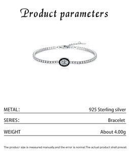 S925 Sterling <b>Silver</b> Black Border Oval Stone Tennis Chain <b>Bracelet</b> 2026 Exquisite Luxury <b>Adjustable</b> Thin Women Wrist Jewelry - Product Image 5