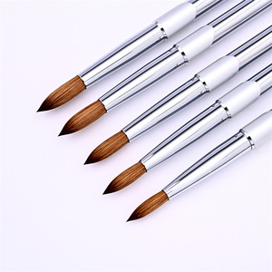 Pinceau à ongles en acrylique 100% pur Kolinsky, manche en métal argenté, marque privée, pour l'application d'acrylique - Product Image 2