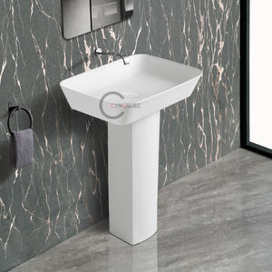 Lavabo de Cerámica Europeo con Acabado de Alto Brillo, Nuevo Lavabo de Columna, Fácil de Limpiar, Cerámica No Porosa para Baño Familiar - Product Image 3