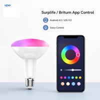 Ampoule LED intelligente BR30Premium WiFi Bluetooth 2.4G RGB CCT 10W 800lm E26 2700K-6500K Surplife Briturn App Contrôle vocal Éclairage domestique