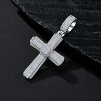 Collier pendentif croix en argent sterling et moissanite, bijoux géométriques hip-hop pour hommes et femmes