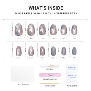 <span class=keywords><strong>Faux</strong></span> ongles autocollants haut de gamme, 30 pièces, 15 tailles, couleur grise, motif étoile, étiquette privée, <span class=keywords><strong>faux</strong></span> ongles à presser - Product Image 4