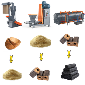 Ligne de production de briquettes de biomasse, presse extrudeuse à vis, four de carbonisation pour coques de noix de coco - Product Image 1