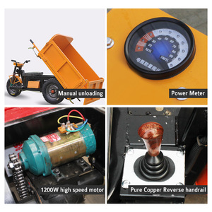 รถสามล้อบรรทุกไฟฟ้า 48V 1000W+ กระบะไฮดรอลิกแบบเปิด สำหรับขนส่งงานก่อสร้าง - Product Image 4