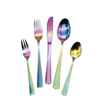 Ensemble de couverts de luxe léger en acier inoxydable couleur or arc-en-ciel