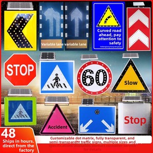 Signalisation directionnelle, panneaux de limitation de vitesse auto-éclairants à énergie solaire, panneaux de passage pour piétons, panneaux de signalisation routière LED, autres - Product Image 1