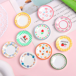 Assiettes imprimées, jouets alimentaires miniatures, petits accessoires en résine, ornements de jouets alimentaires miniatures, accessoires pour épingles à cheveux DIY - Product Image 2