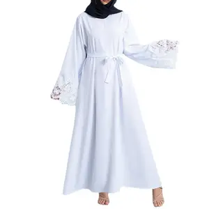 Spring Wholesale Latest High Quality Solid Colors Muslim Dresses Abaya Turkey Casual Fashion Robe