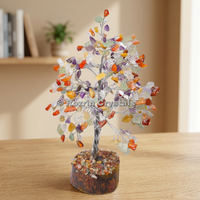 Nuevo Árbol de Cristal con Piedras Preciosas de Aspecto Natural y Alambre de Piedras Reiki Múltiples (300 Chips) - Decoración Feng Shui para el Hogar