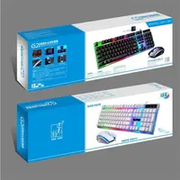 Ensemble clavier et souris de jeu, rétro-éclairé couleur arc-en-ciel, LED, filaire, USB, pour Gamer