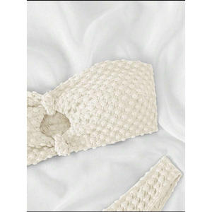 2025 Новый однотонный комплект бикини из двух частей сексуальный купальник текстурная Ткань Бикини - Product Image 3