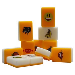 Mini Fichas de Mahjong 27x19x10mm ABS, Juego Portátil de Viaje, Amarillo y Blanco, Uso Universal, Número de Pieza MN-MJ905 - Product Image 4
