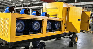 Pompe <span class=keywords><strong>à</strong></span> eau diesel mobile sur remorque, 4 unités en parallèle, grand débit, pour contrôle des inondations et drainage d'urgence - Product Image 4