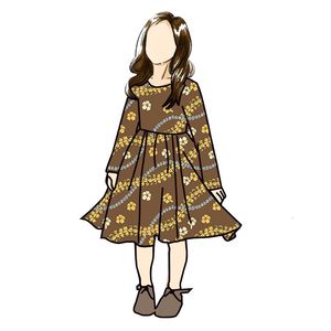 Vestidos de Niña Estilo Inglés Otoñal, Corte en A, Personalizados, 95% Algodón, Manga Larga, Estampado Floral, Ecológicos, para Bebés y Niños Pequeños, OEM/ODM - Product Image 3